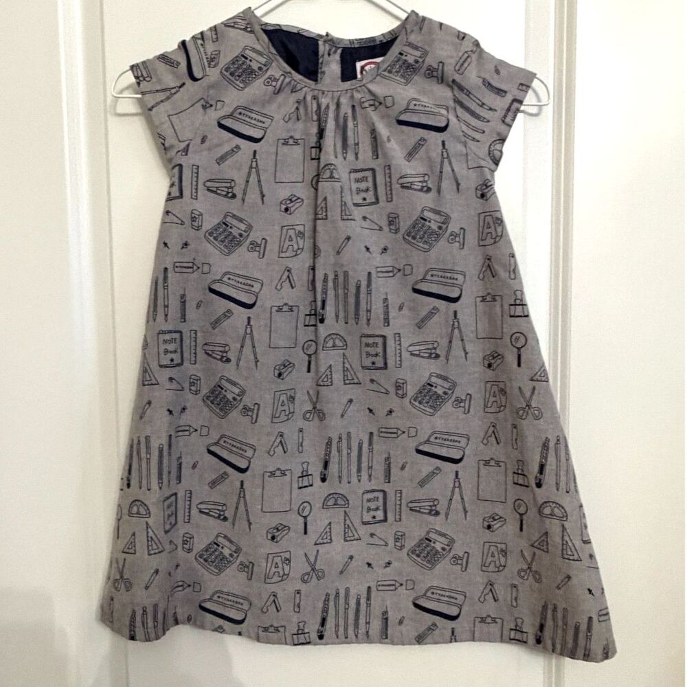 Girls School Supplies Print A-Line Dress – Size 5Y – Back to School